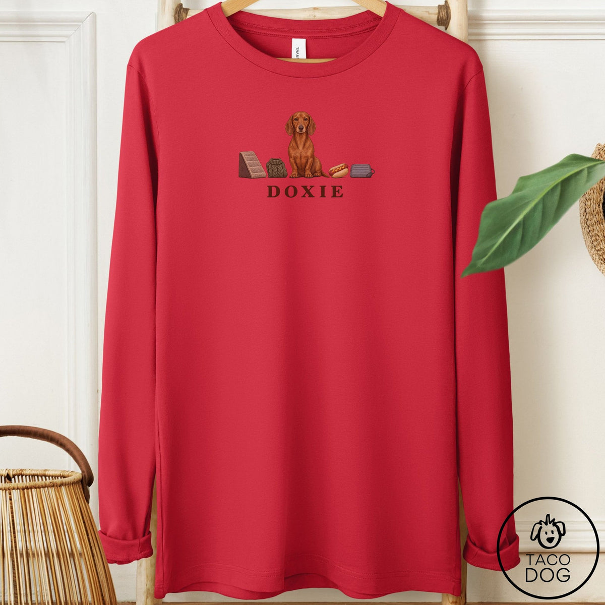 Dachshund Breed Kit Long Sleeve Tee Red Taco-Dog