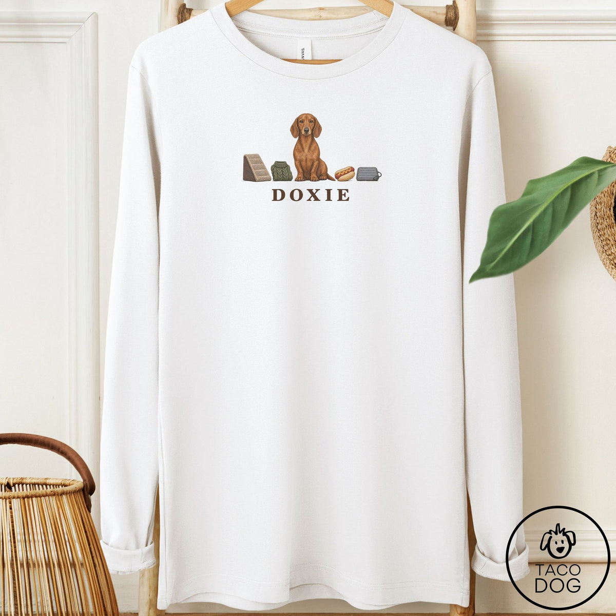 Dachshund Breed Kit Long Sleeve Tee White Taco-Dog