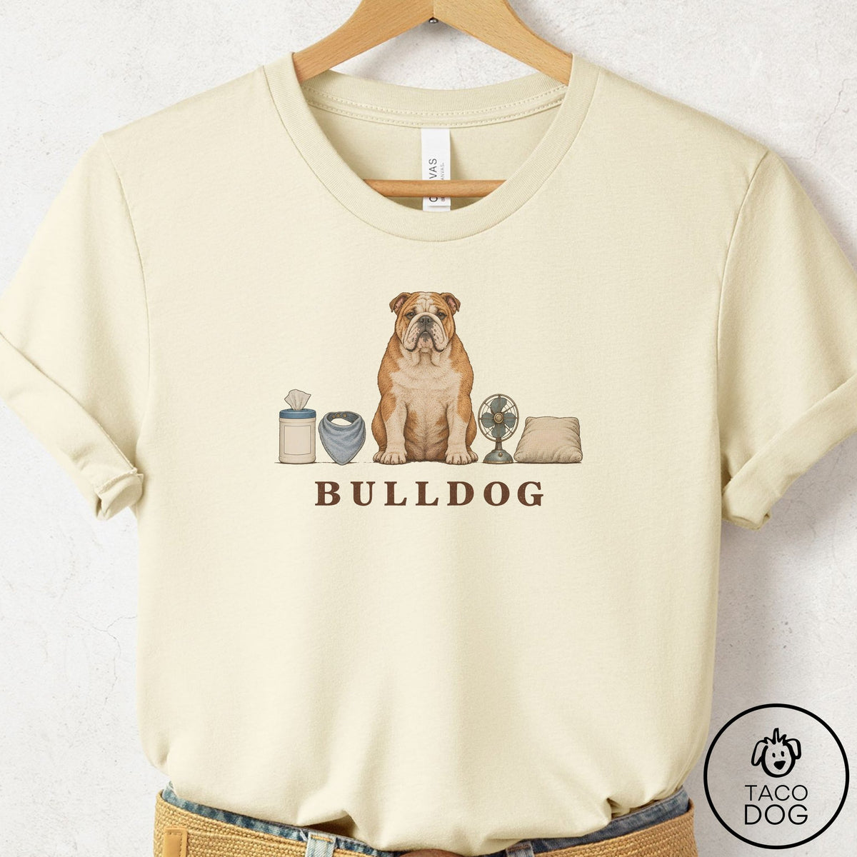 English Bulldog Breed Kit T-Shirt Natural Taco-Dog