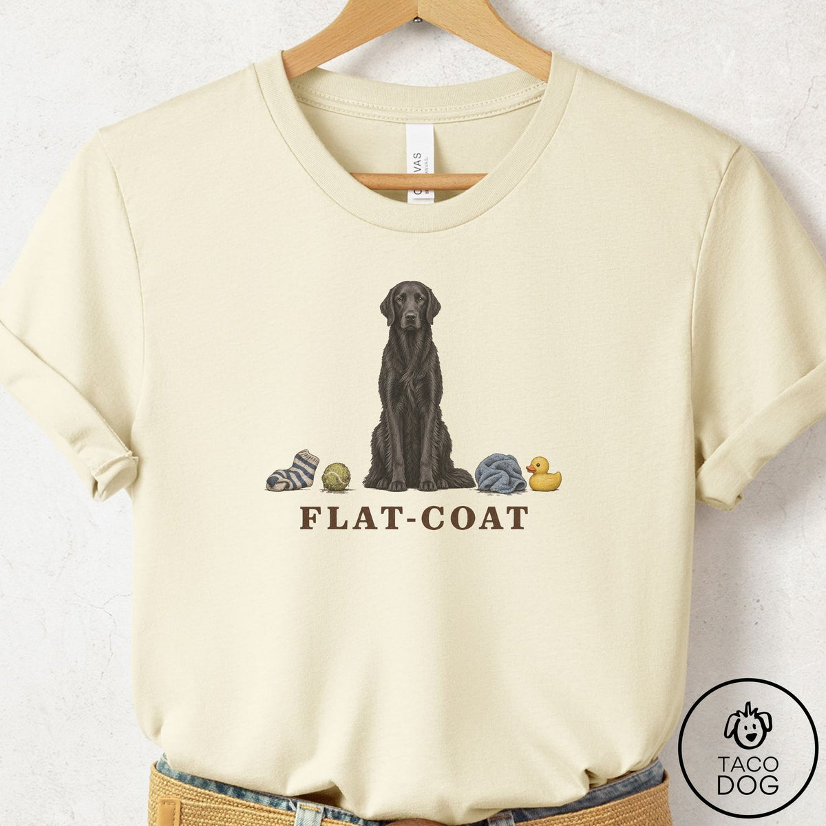 Flat-Coated Retriever Breed Kit T-Shirt Natural Taco-Dog