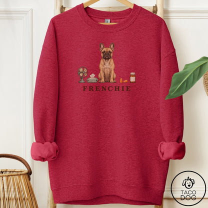 French Bulldog Frenchie Breed Kit Sweatshirt Antique Cherry Red Taco-Dog