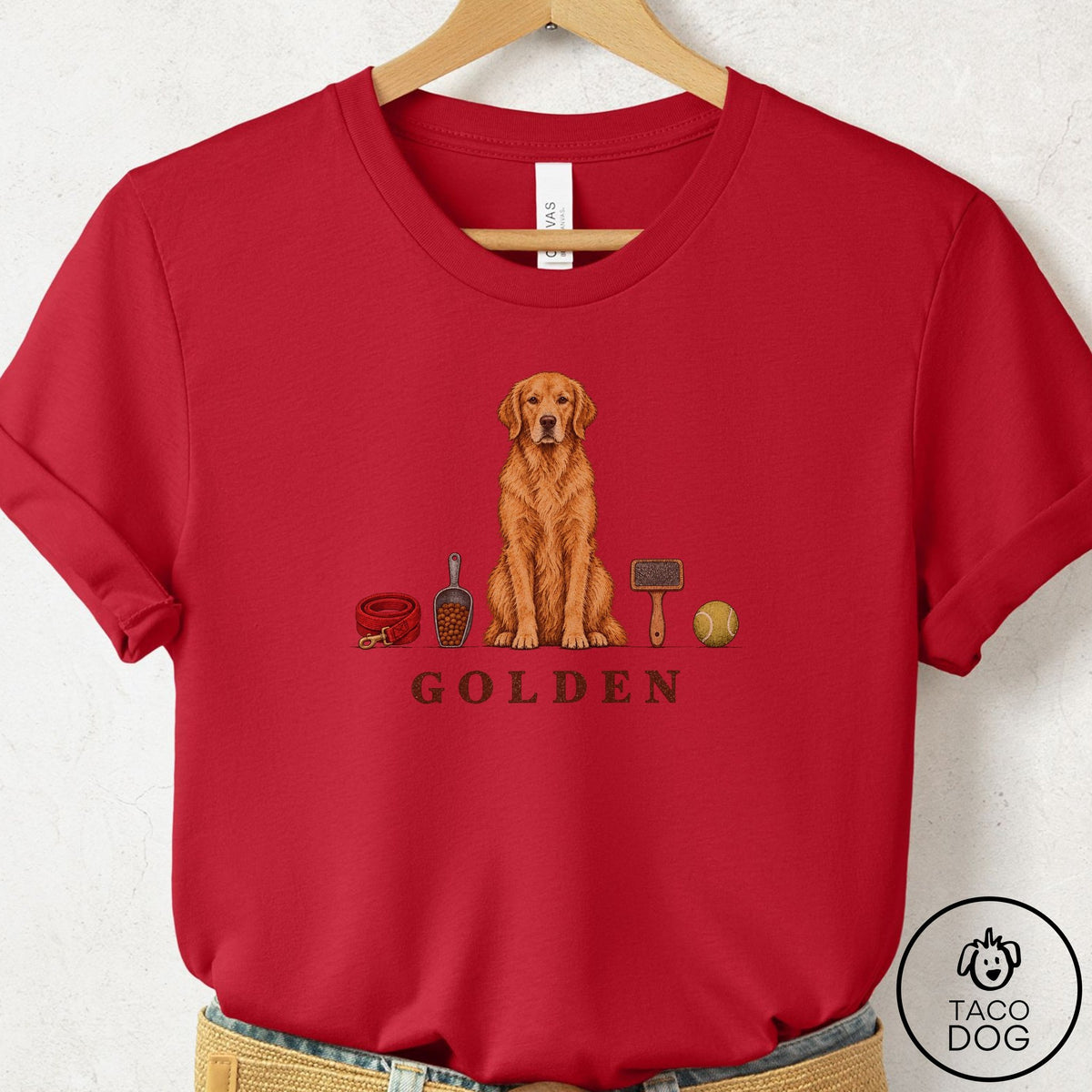 Golden Retriever Breed Kit T-Shirt Red Taco-Dog