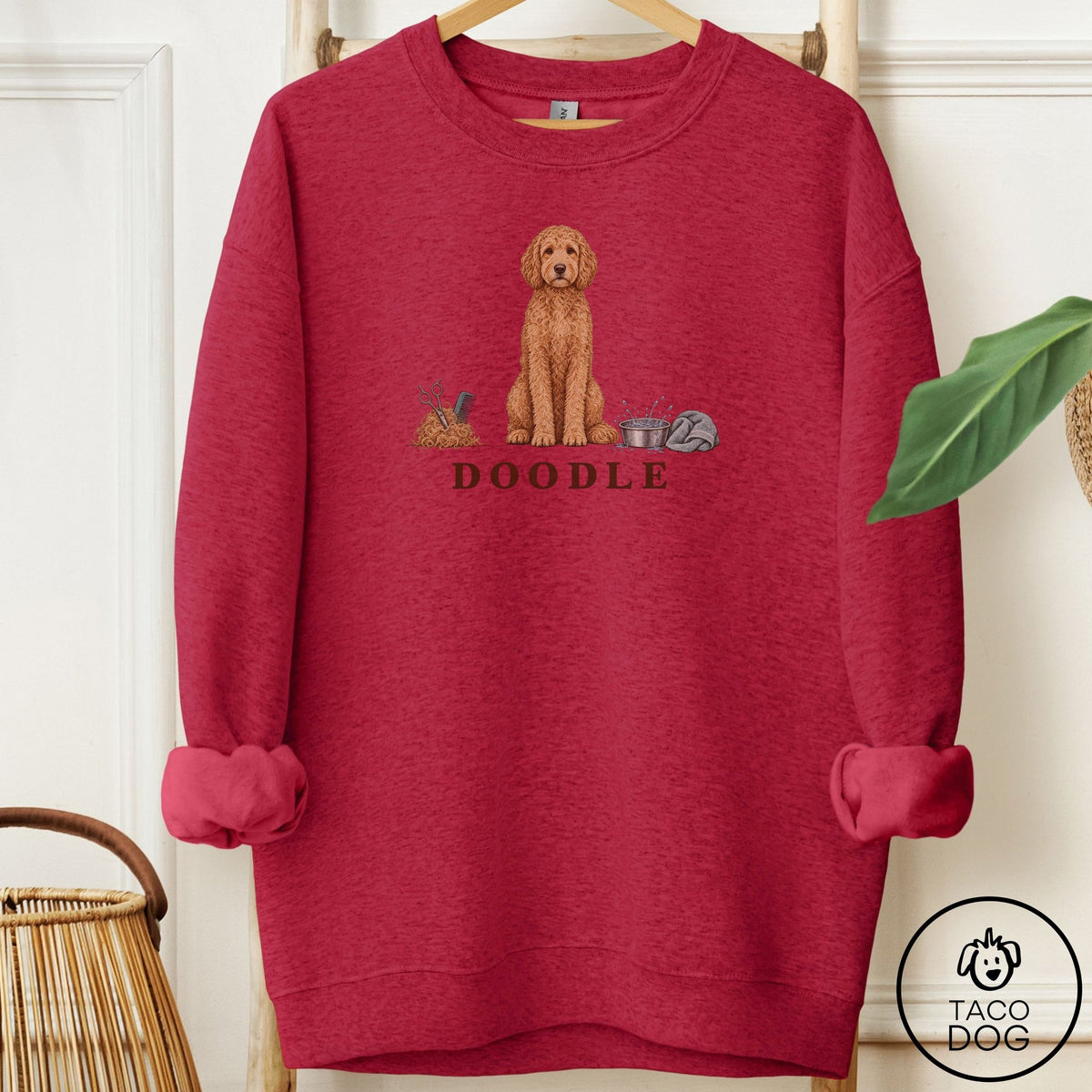 Doodle Breed Kit Sweatshirt Antique Cherry Red Taco-Dog