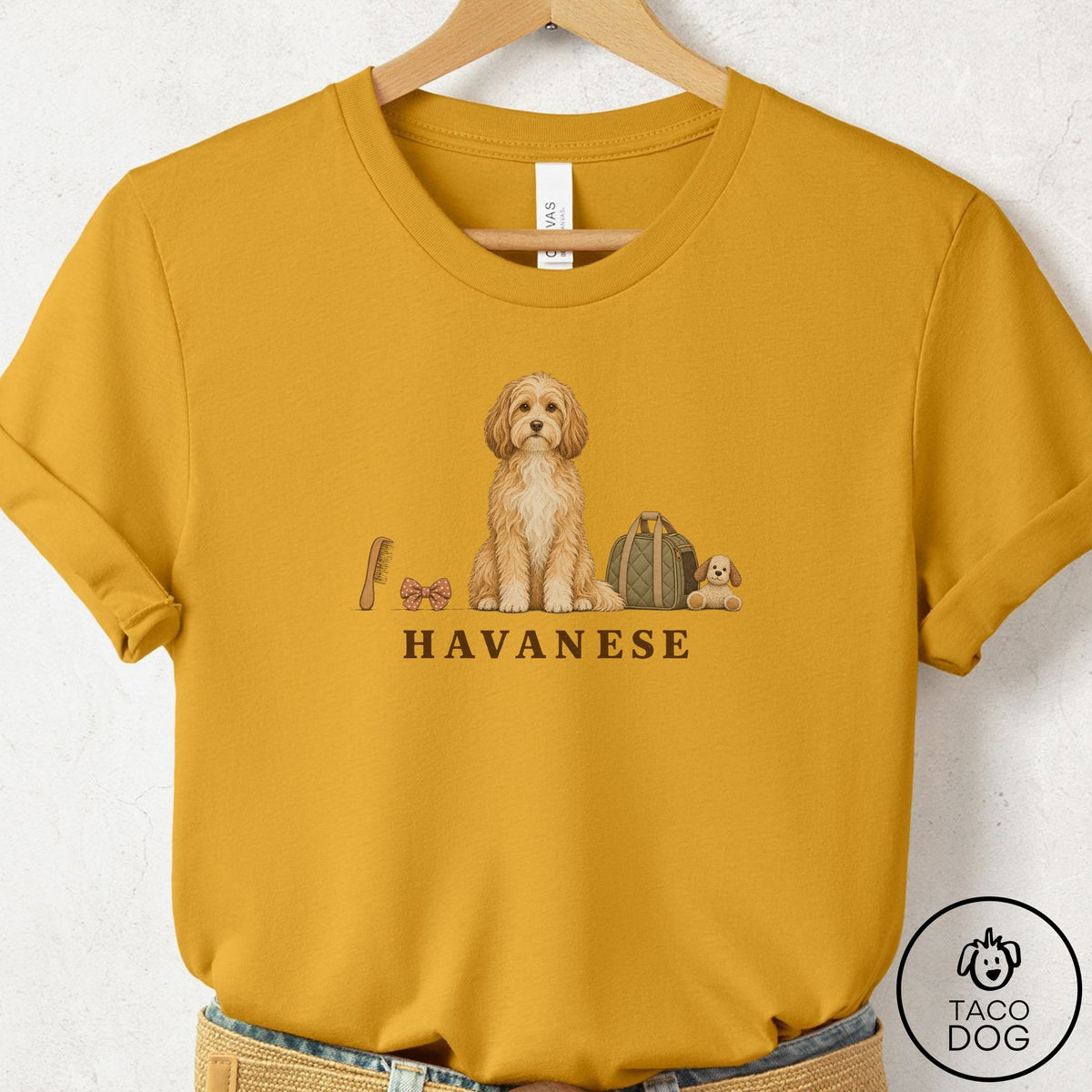 Havanese Breed Kit T-Shirt Mustard Taco-Dog