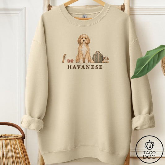Havanese Breed Kit Sweatshirt Sand Taco-Dog
