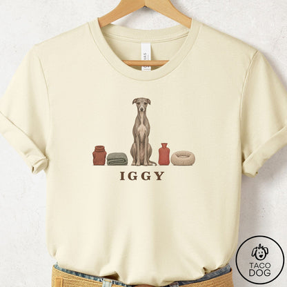 Italian Greyhound Whippet Breed Kit T-Shirt Natural Taco-Dog