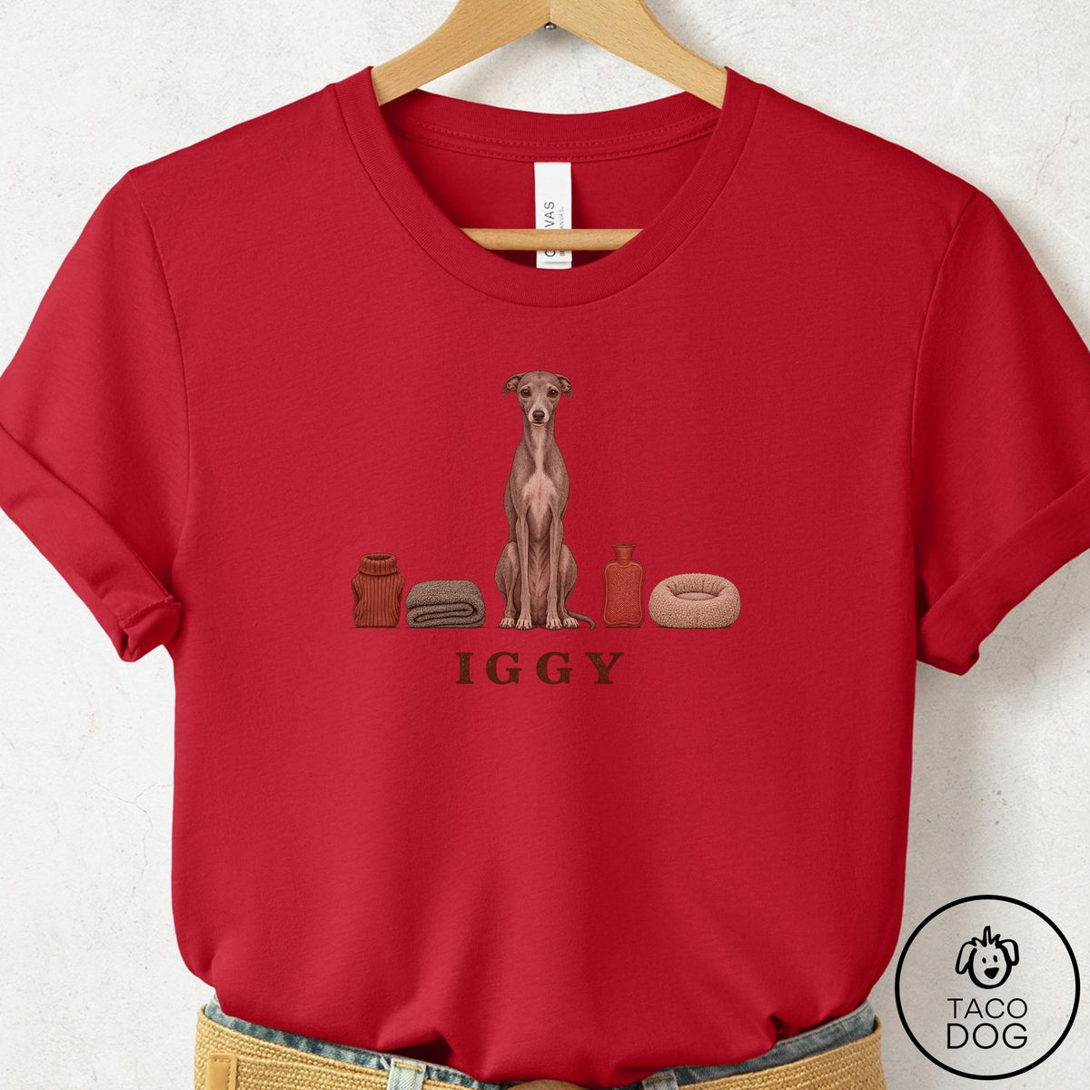 Italian Greyhound Whippet Breed Kit T-Shirt Red Taco-Dog