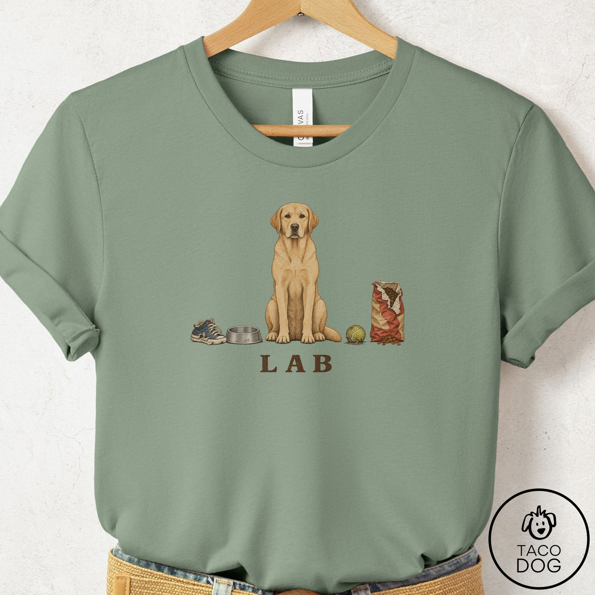 Labrador Retriever Breed Kit T-Shirt Sage Taco-Dog