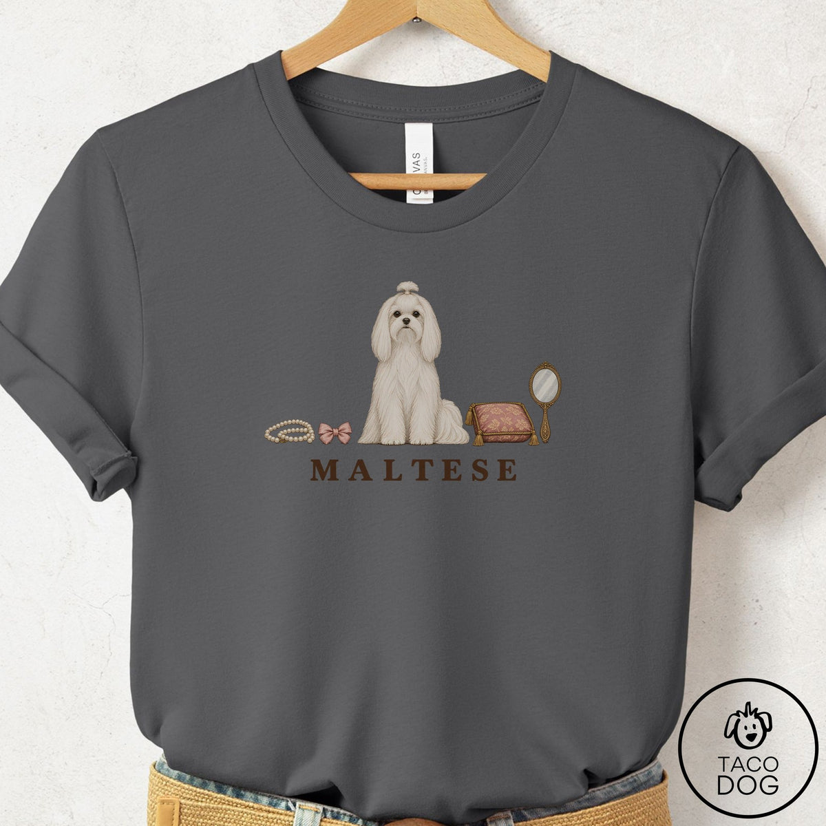 Maltese Breed Kit T-Shirt Asphalt Taco-Dog