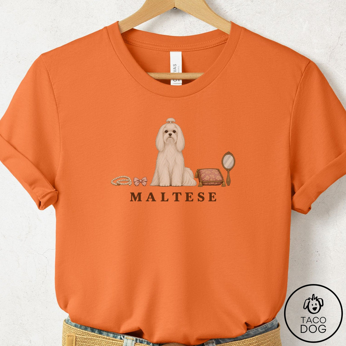 Maltese Breed Kit T-Shirt Burnt Orange Taco-Dog
