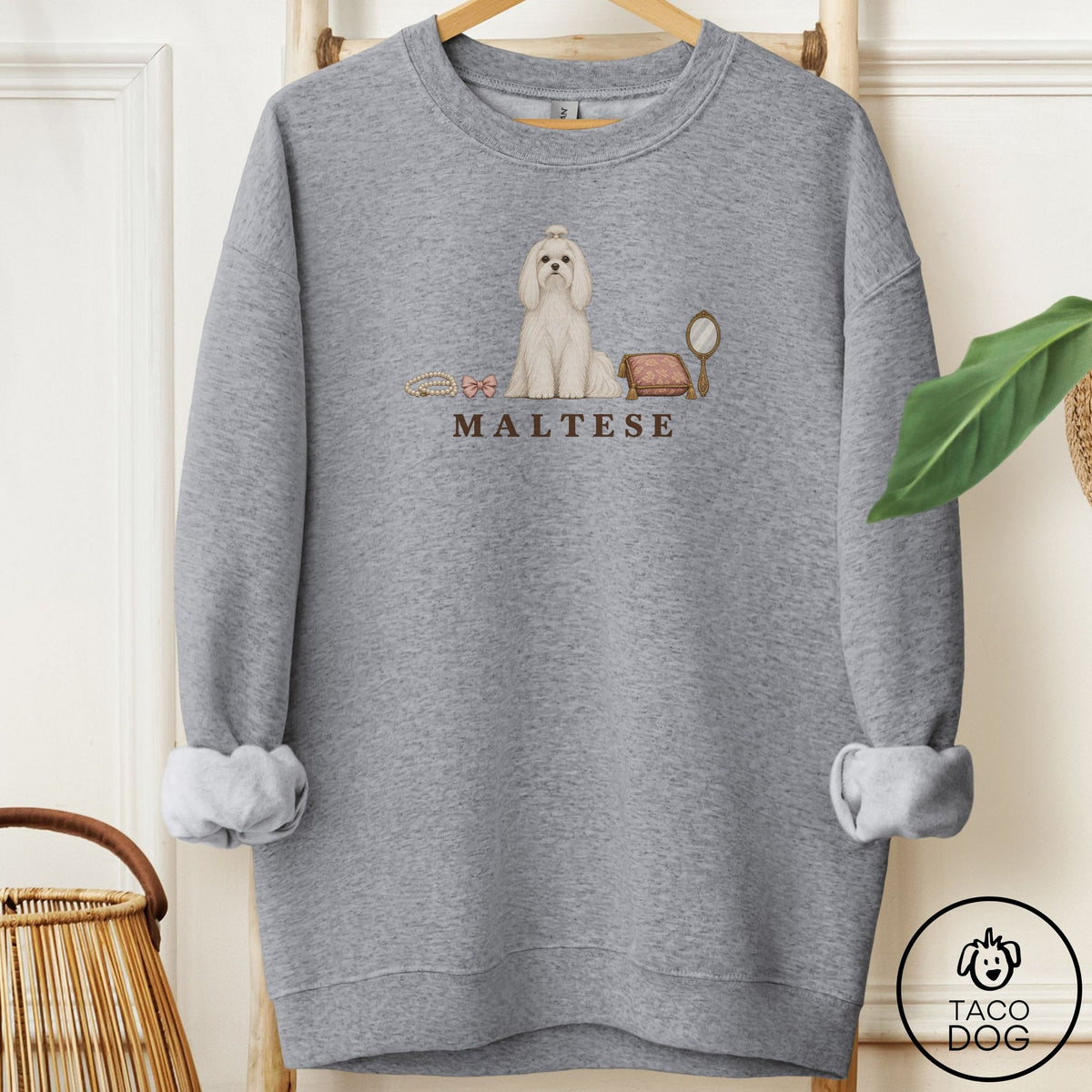 Maltese Breed Kit Sweatshirt Graphite Heather Taco-Dog