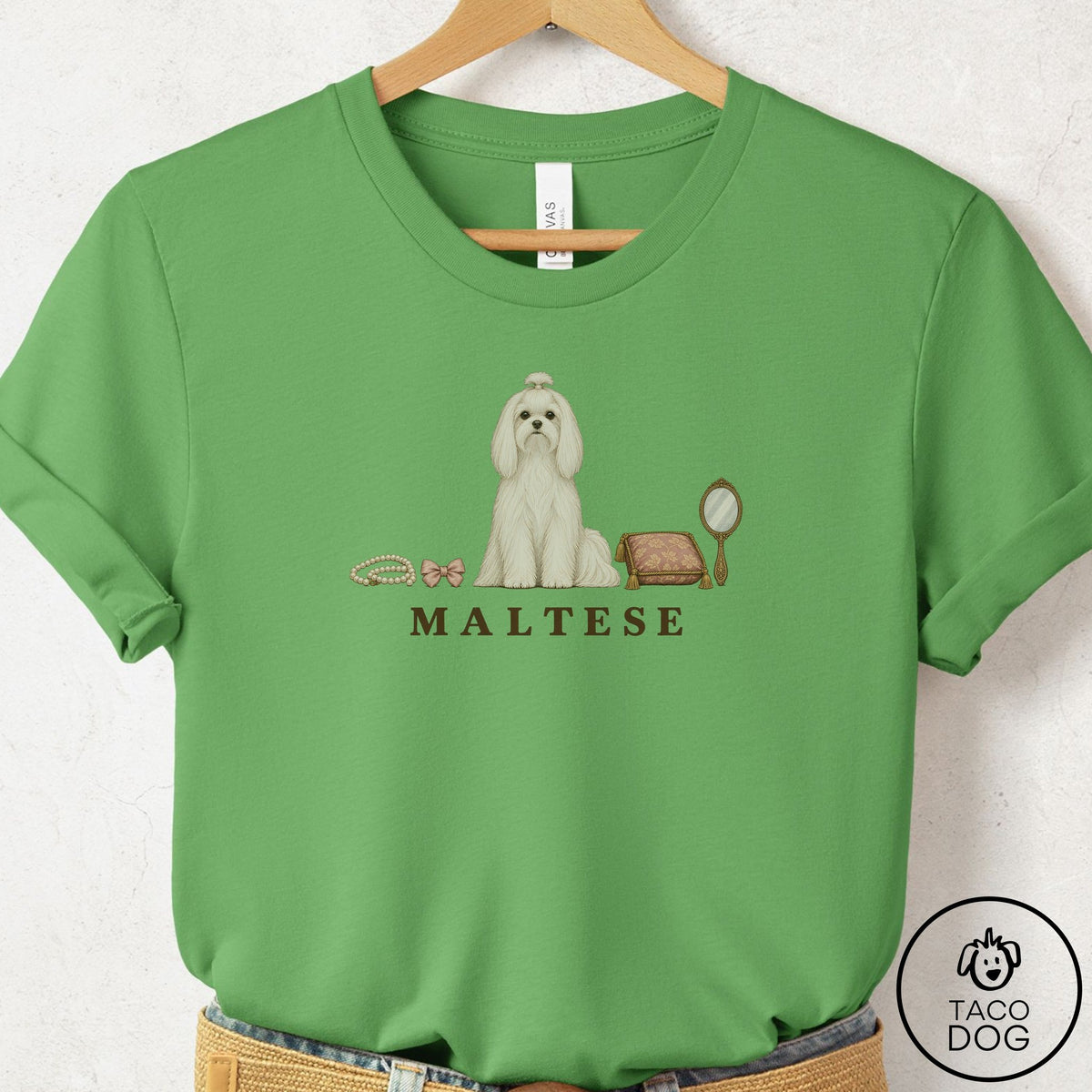 Maltese Breed Kit T-Shirt Leaf Taco-Dog
