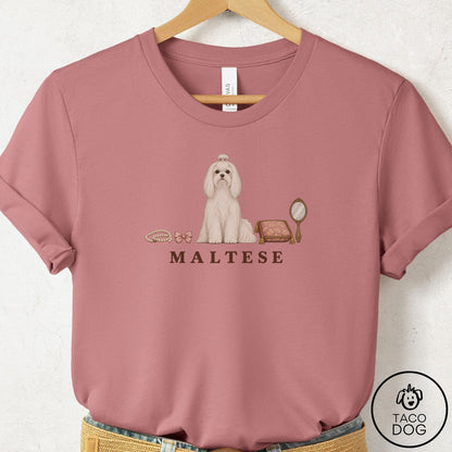 Maltese Breed Kit T-Shirt Mauve Taco-Dog