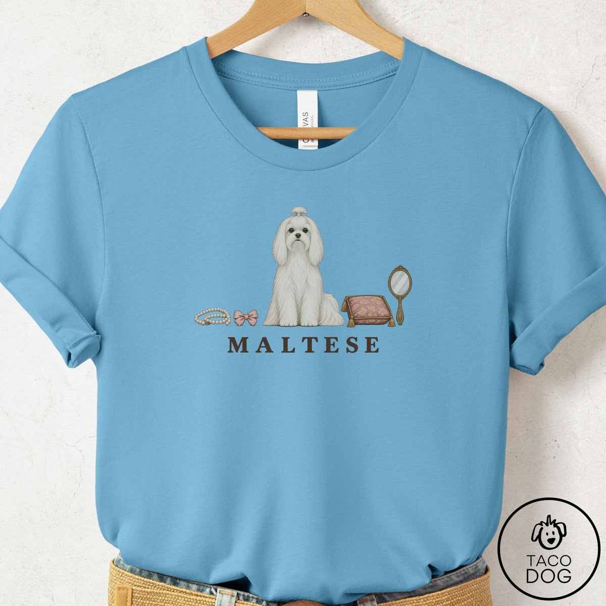 Maltese Breed Kit T-Shirt Ocean Blue Taco-Dog