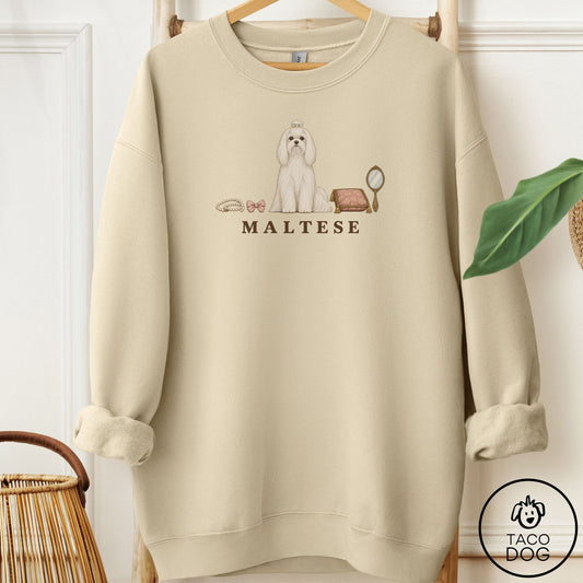 Maltese Breed Kit Sweatshirt Sand Taco-Dog