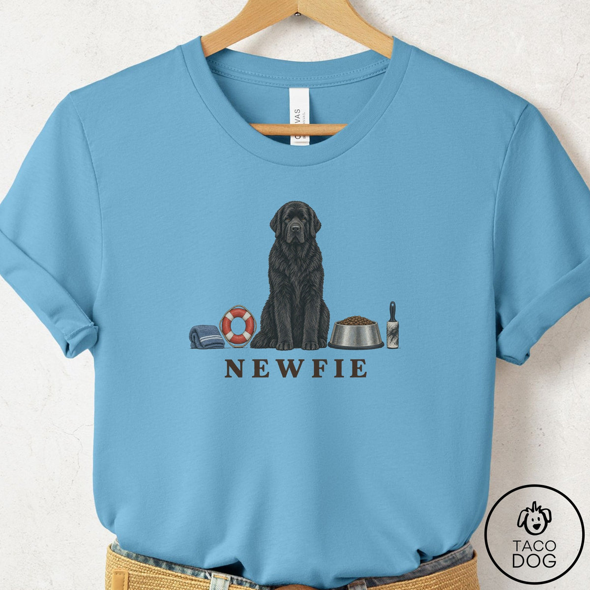 Newfoundland Breed Kit T-Shirt Ocean Blue Taco-Dog