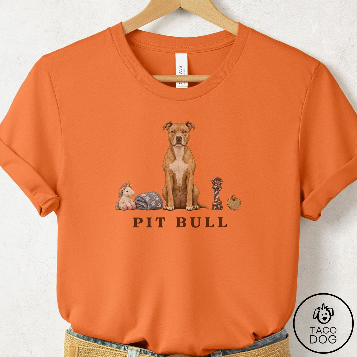Pitbull Breed Kit T-Shirt Burnt Orange Taco-Dog