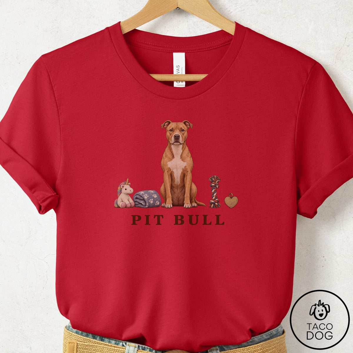 Pitbull Breed Kit T-Shirt Red Taco-Dog