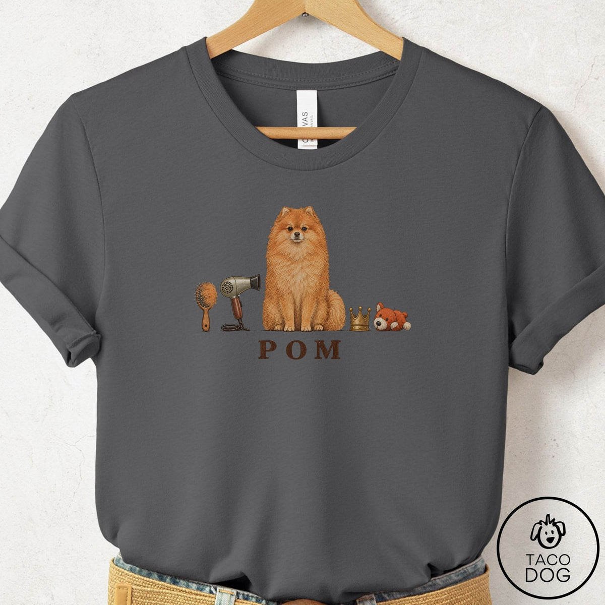 Pomeranian Breed Kit T-Shirt Asphalt Taco-Dog