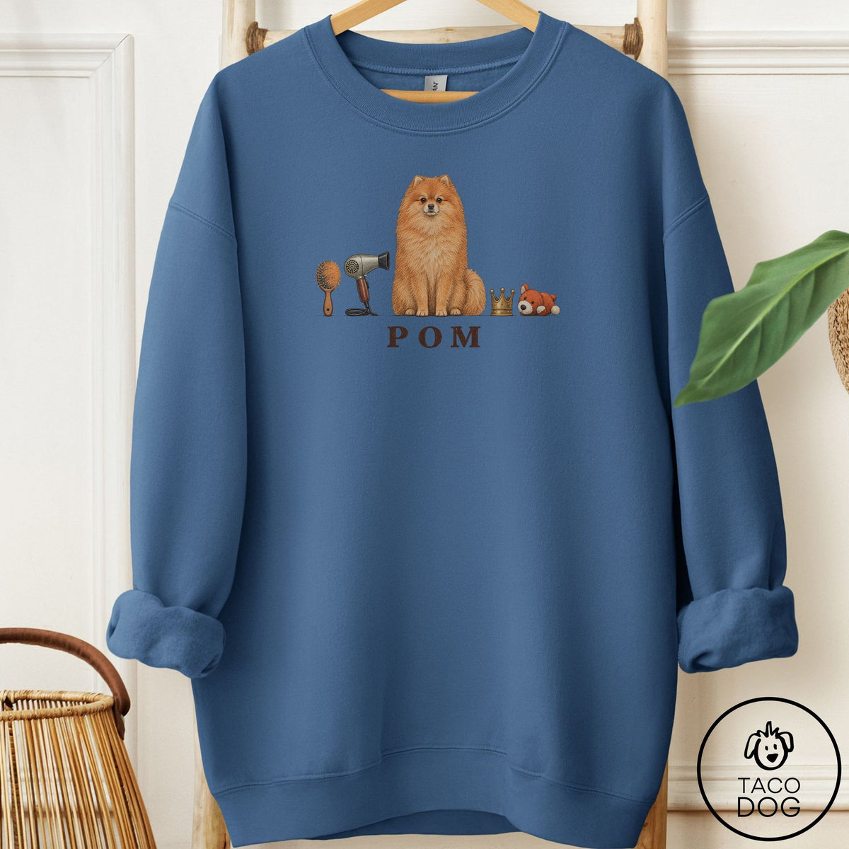 Pomeranian Breed Kit Sweatshirt Indigo Blue Taco-Dog