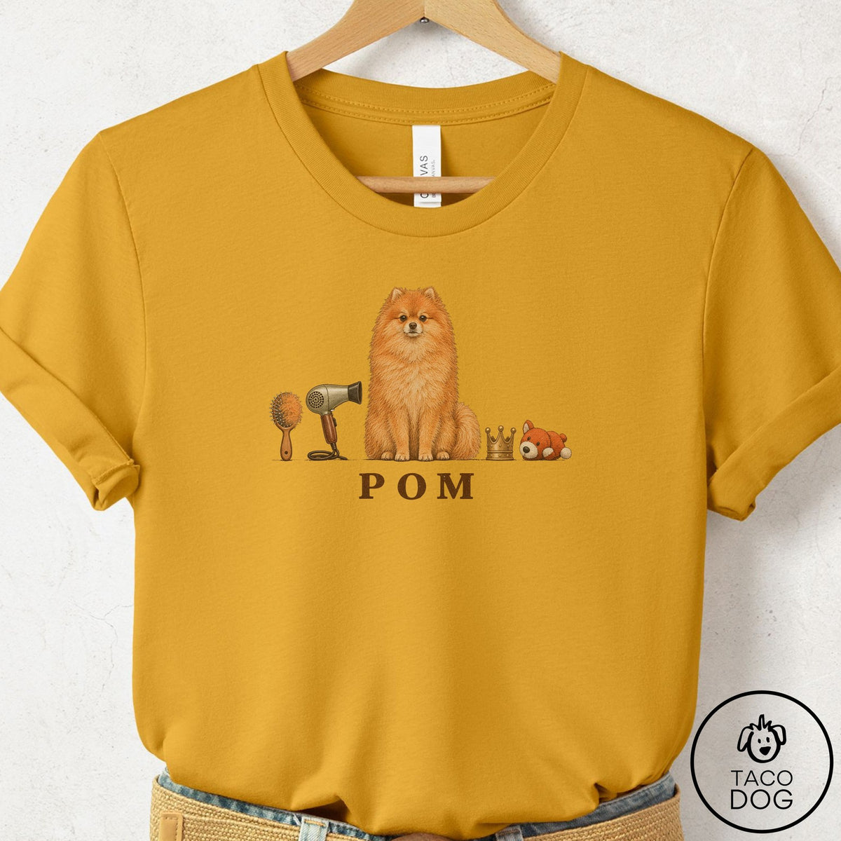 Pomeranian Breed Kit T-Shirt Mustard Taco-Dog