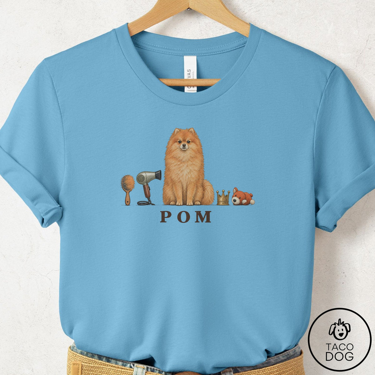 Pomeranian Breed Kit T-Shirt Ocean Blue Taco-Dog