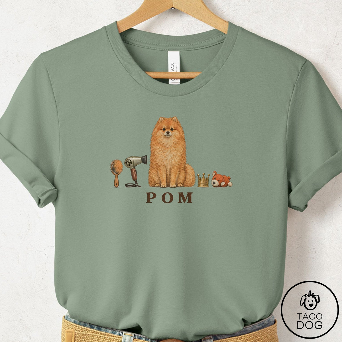 Pomeranian Breed Kit T-Shirt Sage Taco-Dog