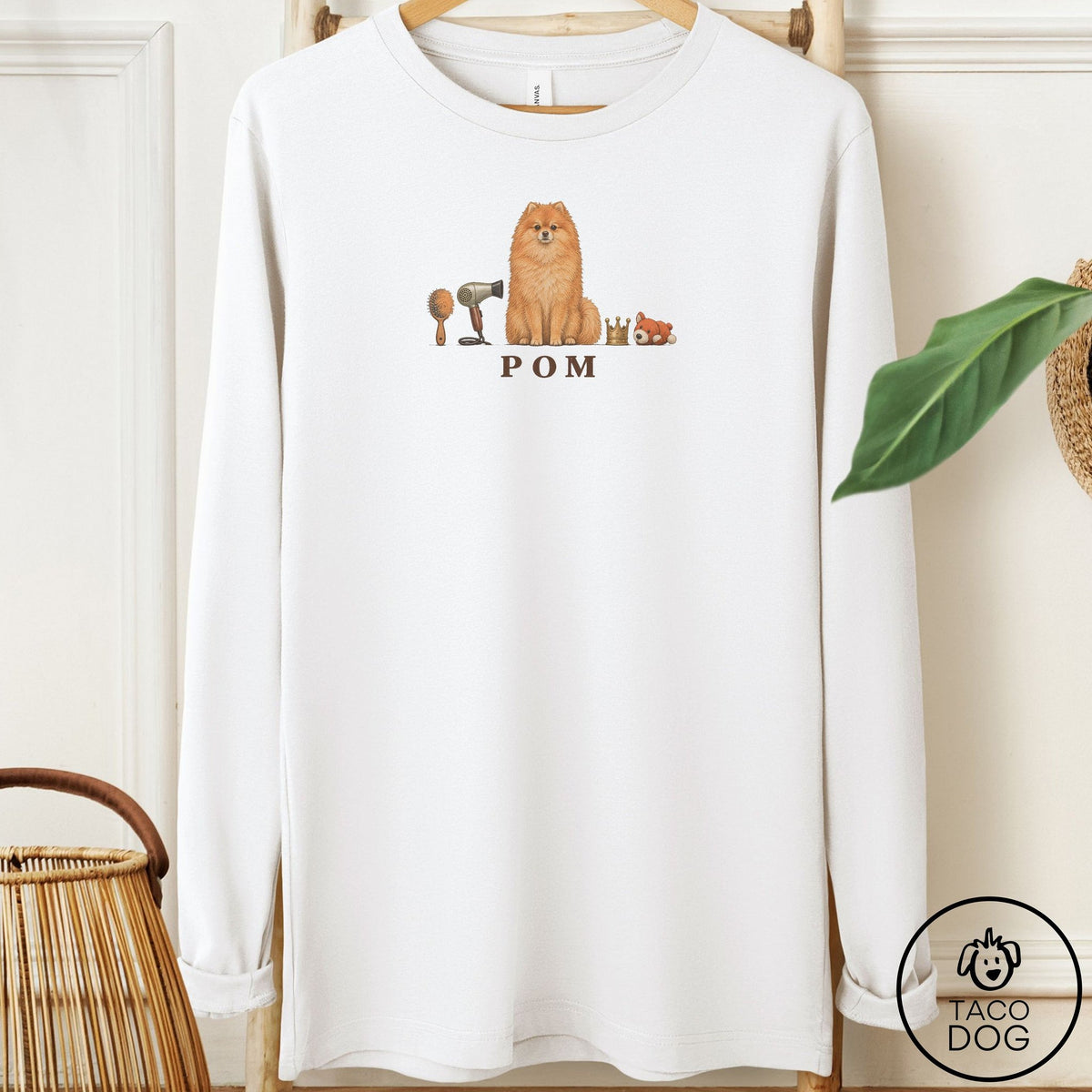 Pomeranian Breed Kit Long Sleeve Tee White Taco-Dog