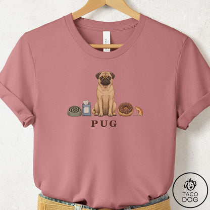 Pug Breed Kit T-Shirt Mauve Taco-Dog