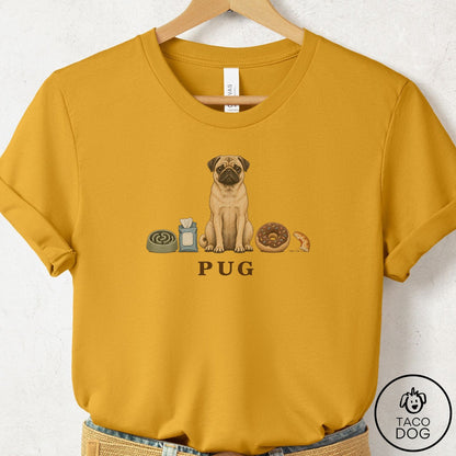 Pug Breed Kit T-Shirt Mustard Taco-Dog