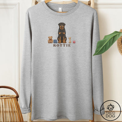Rottweiler Breed Kit Long Sleeve Tee Athletic Heather Taco-Dog