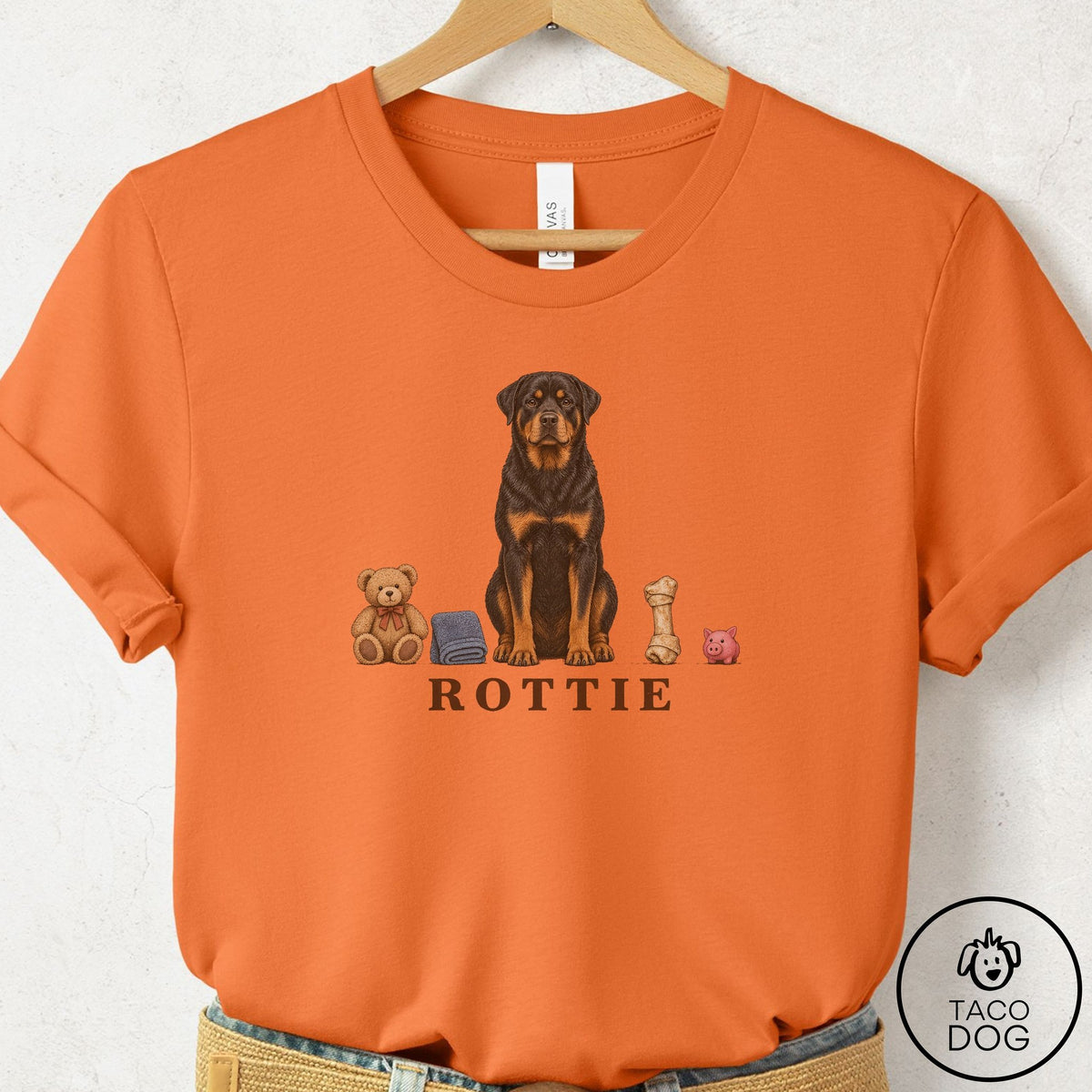 Rottweiler Breed Kit T-Shirt Burnt Orange Taco-Dog