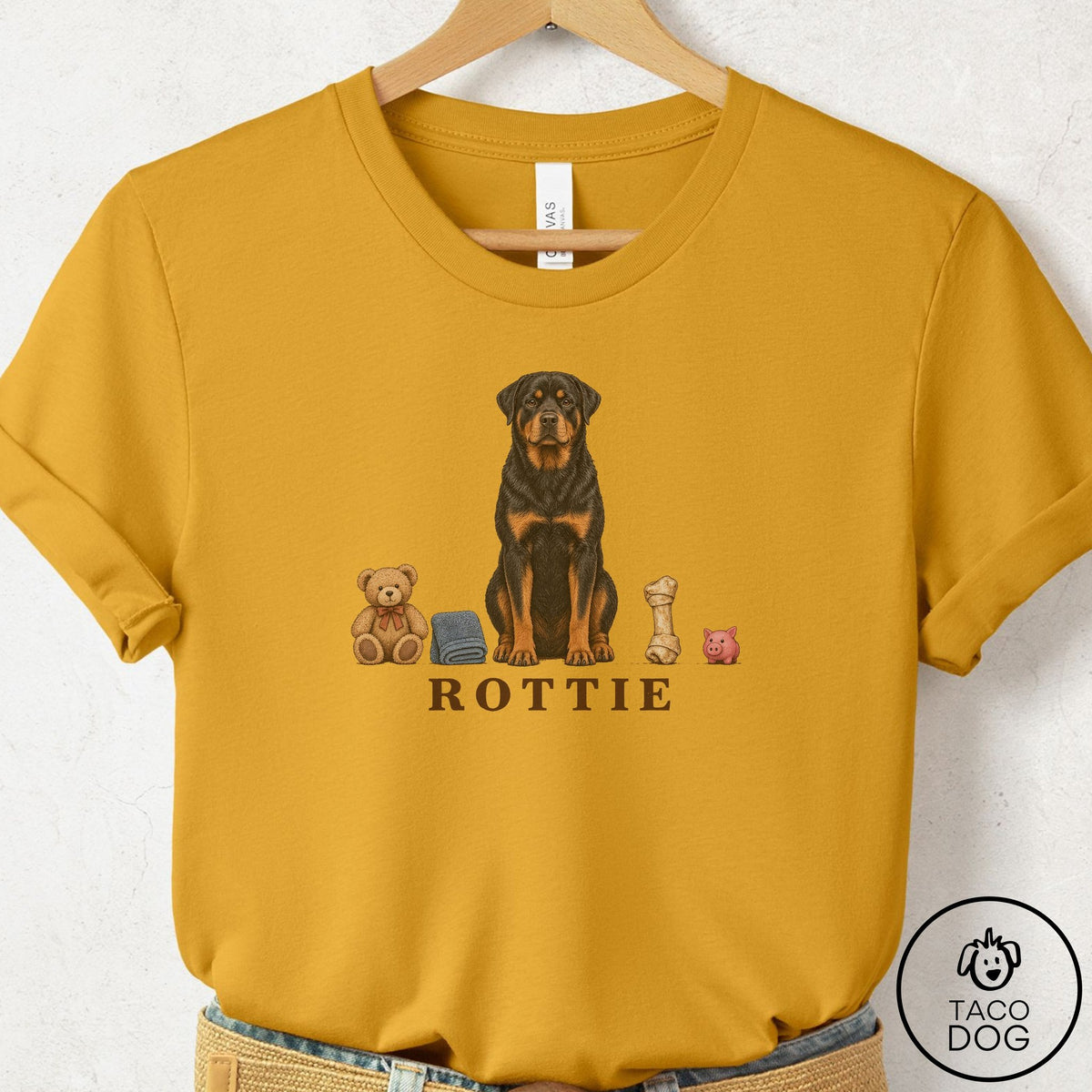 Rottweiler Breed Kit T-Shirt Mustard Taco-Dog