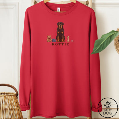 Rottweiler Breed Kit Long Sleeve Tee Red Taco-Dog