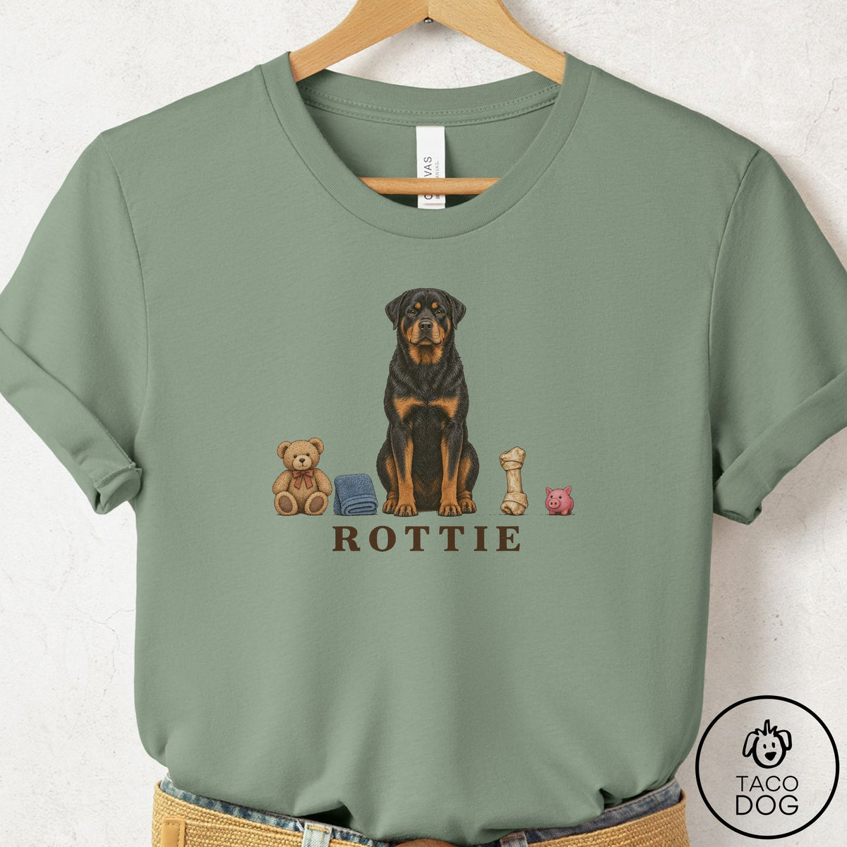 Rottweiler Breed Kit T-Shirt Sage Taco-Dog