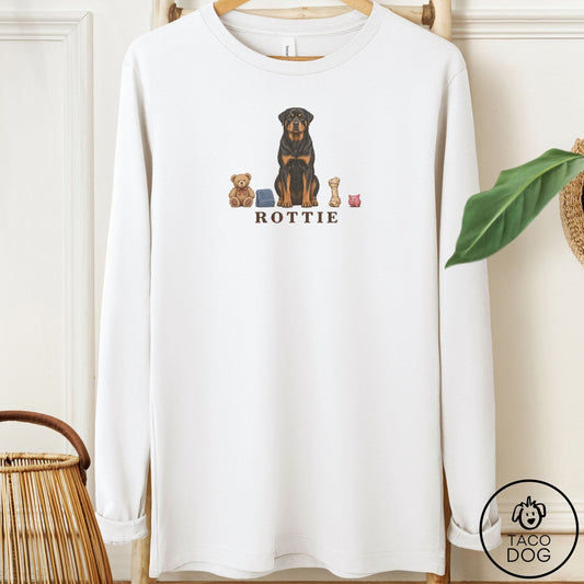 Rottweiler Breed Kit Long Sleeve Tee White Taco-Dog