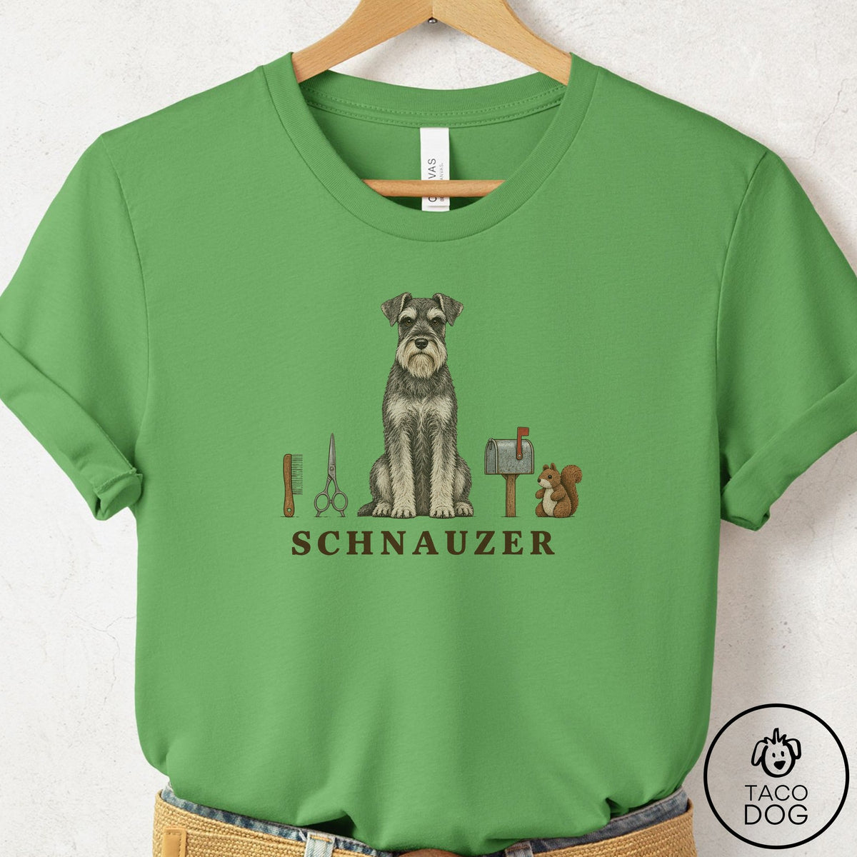 Schnauzer Breed Kit T-Shirt Leaf Taco-Dog