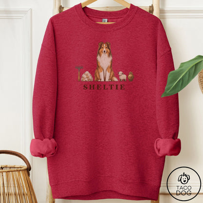 Shetland Sheepdog Breed Kit Sweatshirt Antique Cherry Red Taco-Dog