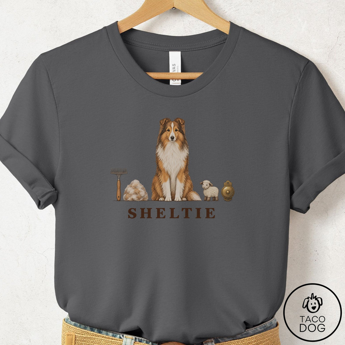 Shetland Sheepdog Breed Kit T-Shirt Asphalt Taco-Dog