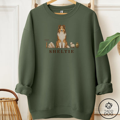 Shetland Sheepdog Breed Kit Sweatshirt Military Green Taco-Dog