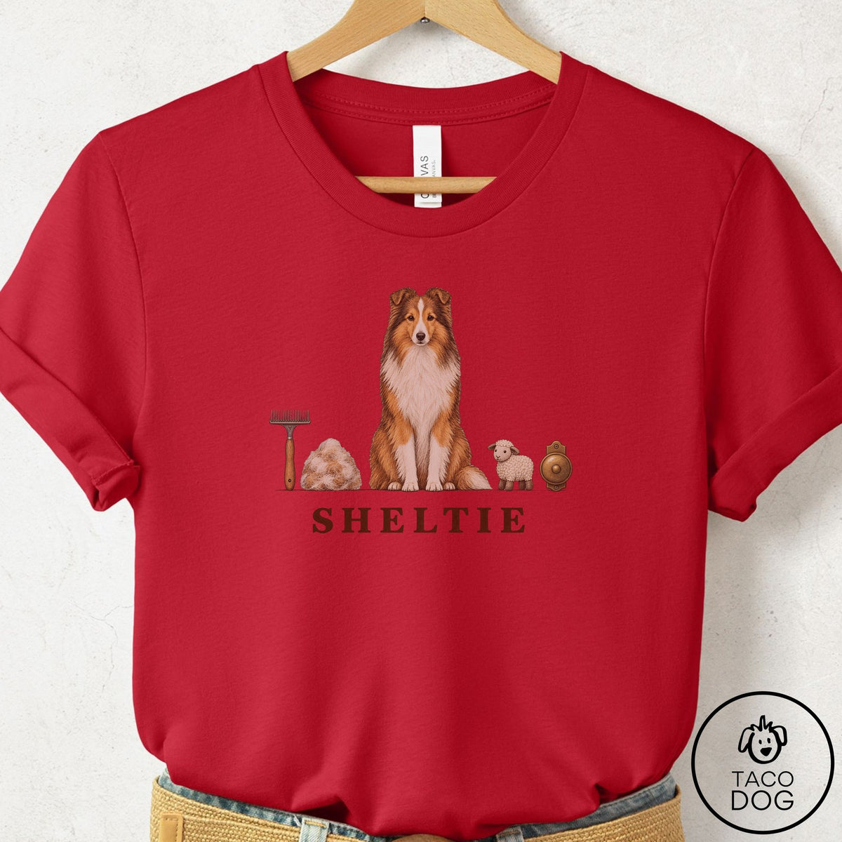 Shetland Sheepdog Breed Kit T-Shirt Red Taco-Dog