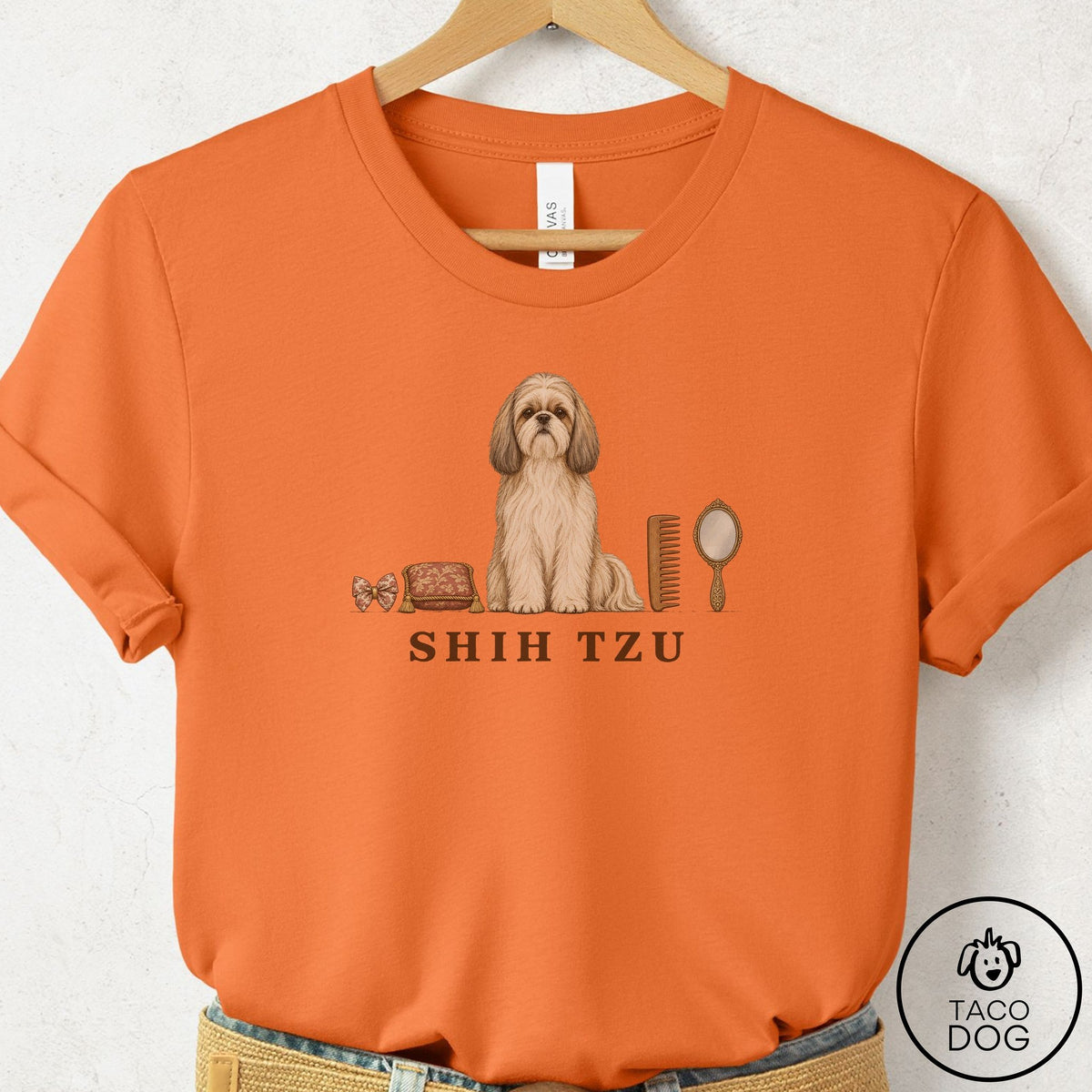 Shih Tzu Breed Kit T-Shirt Burnt Orange Taco-Dog