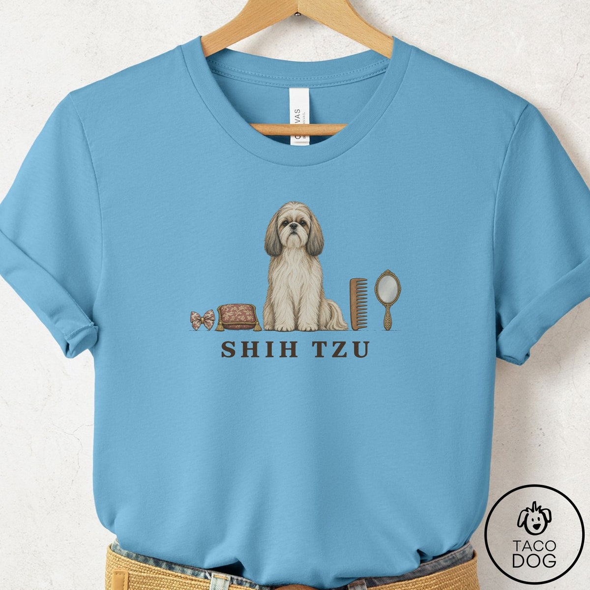 Shih Tzu Breed Kit T-Shirt Ocean Blue Taco-Dog