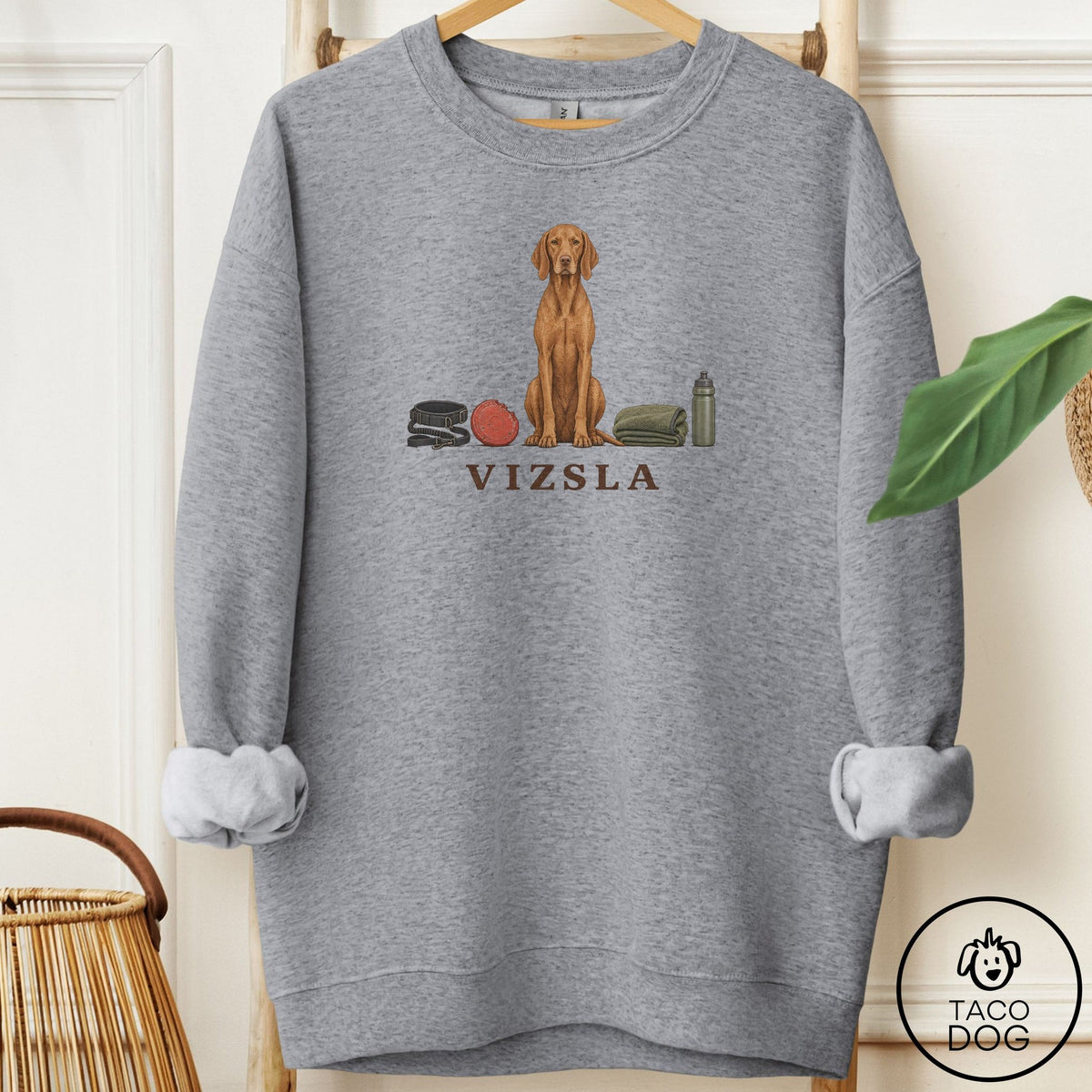 Vizsla Breed Kit Sweatshirt Graphite Heather Taco-Dog