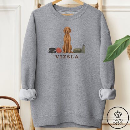 Vizsla Breed Kit Sweatshirt Graphite Heather Taco-Dog