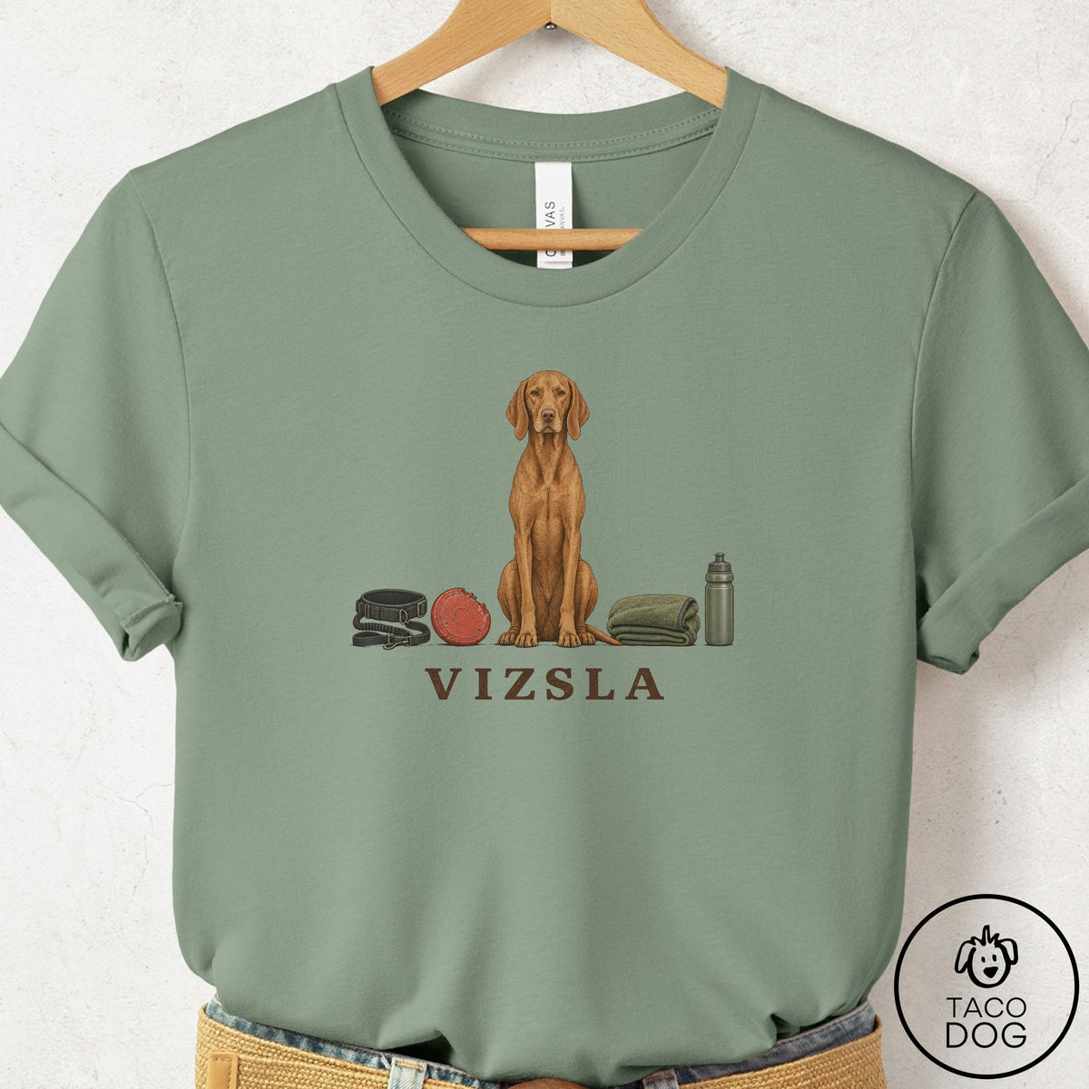 Vizsla Breed Kit T-Shirt Sage Taco-Dog