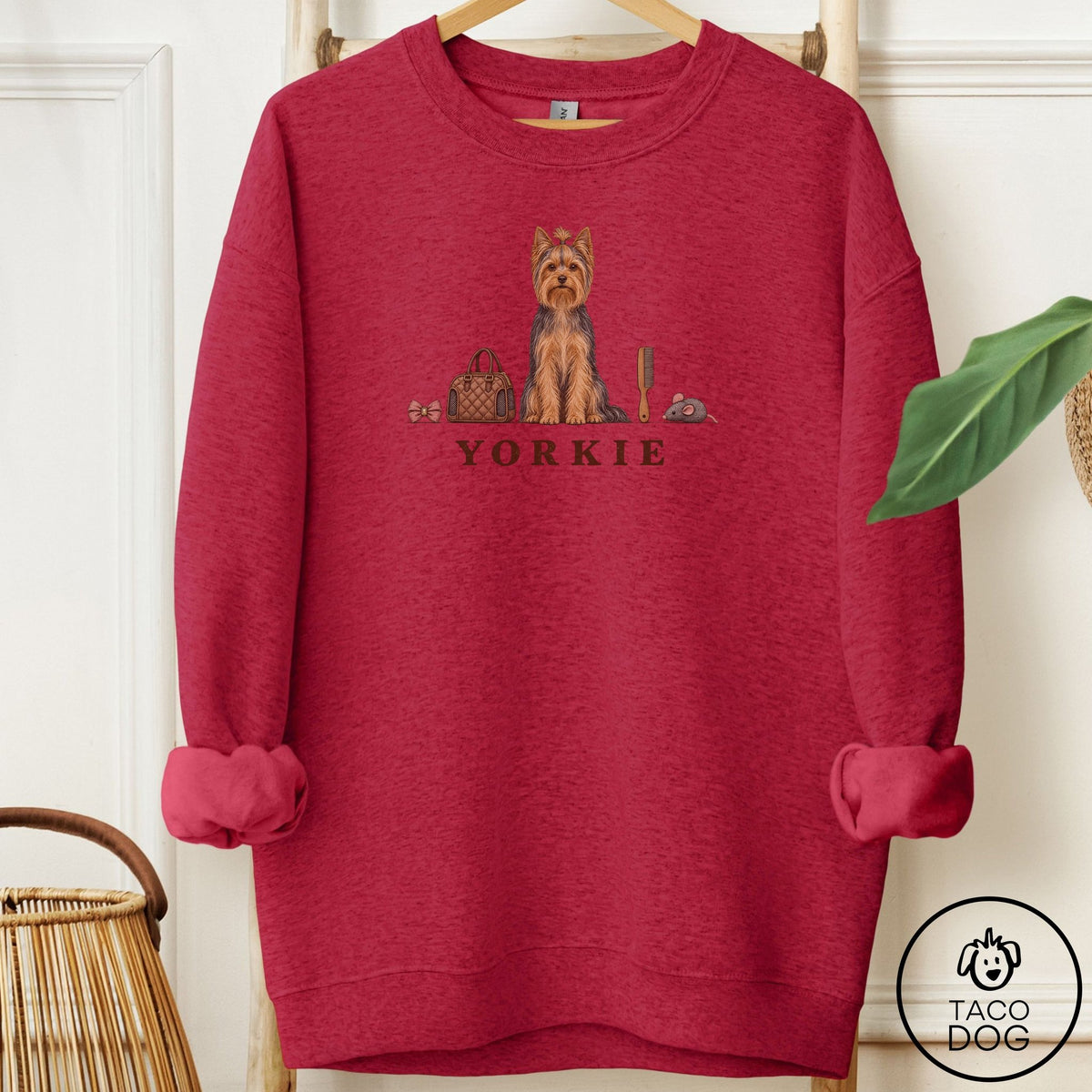 Yorkshire Terrier Yorkie Breed Kit Sweatshirt Antique Cherry Red Taco-Dog