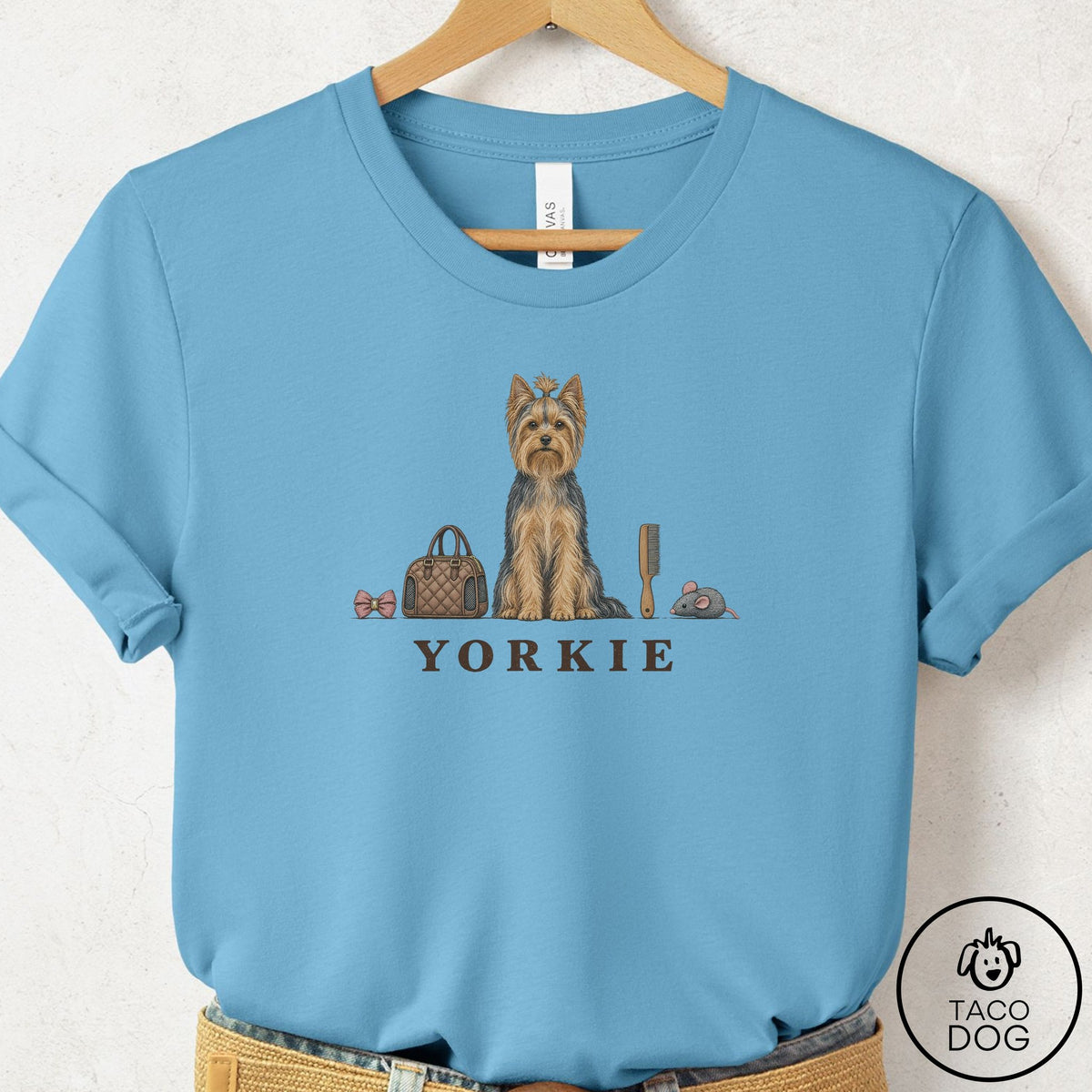 Yorkshire Terrier Yorkie Breed Kit T-Shirt Ocean Blue Taco-Dog