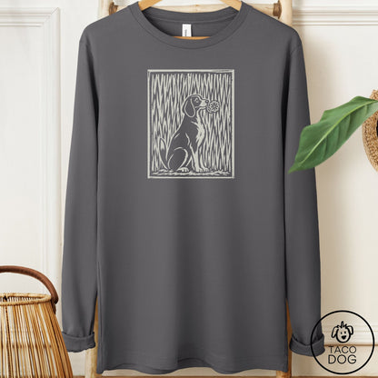 Beagle Brings the Flower Long Sleeve Tee Asphalt Taco-Dog