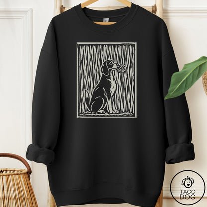 Beagle Brings the Flower Sweatshirt Black Taco-Dog
